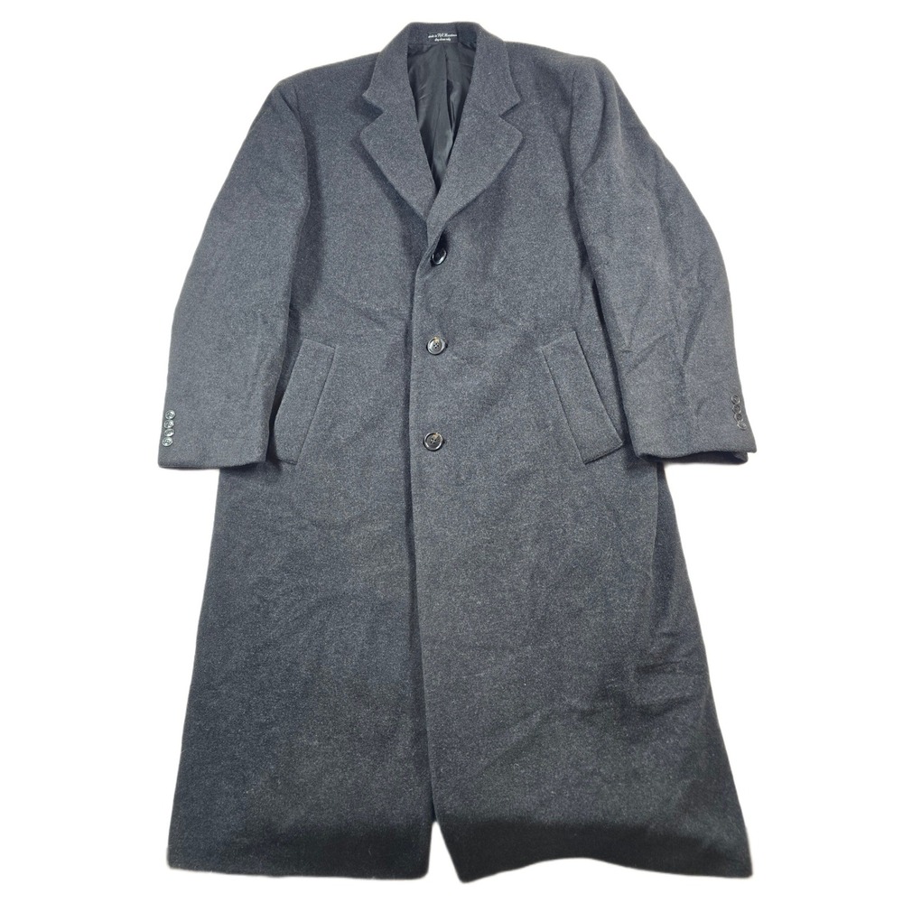 Vintage Chaps Ralph Lauren Overcoat Mens 50R 2XL Gray Lambswool Italian Fabric